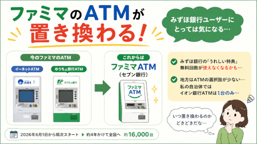 ファミマのATMが変わるらしい。みずほ銀行ユーザーとしては少し気になる